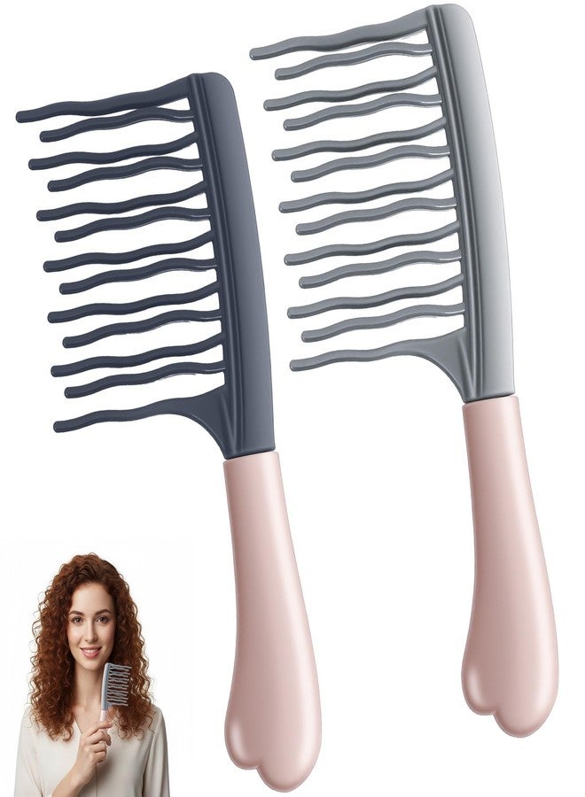 ValueBargain 2 Pack Wide Tooth Comb Coconut, Curly Hair Brush with Double-Layer Wavy Teeth & Ergonomic Handle, Detangling Comb for Thick/Wet Hair, Travel Friendly - Image 1